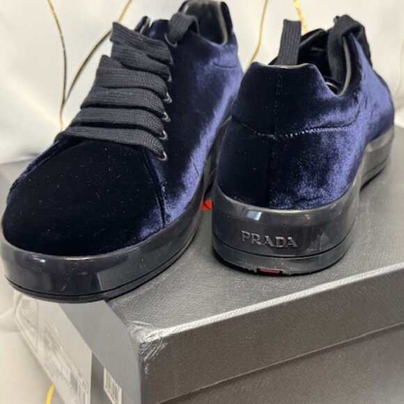 Prada Calzature Donna “Downtown” Trainers – Bleu Velvet – Size 40.5 - Picture 4 of 5